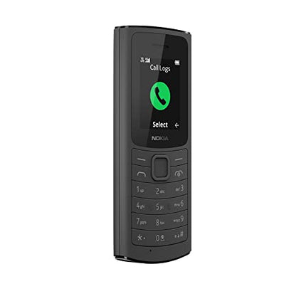 Nokia 110, 1,8-tolline S30+ põhitelefon 4G Volte ühenduvusega, kuni 32 GB välise salvestusruumiga, 1020 mAh eemaldatava akuga, kaameraga, FM-raadioga (juhtmega ja juhtmevaba kaherežiimiline) - must