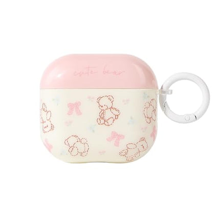 Folaxshoo Compatible with AirPods 4 Generation Cute Cartoon Funny Case Cover with Cleaner Kit (Bow Bear)