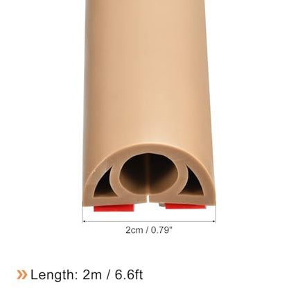 uxcell D20 2.0 m Floor Cord Cover, PVC Cord Cover Floor, Wire Cover for Extension Cords, Protect Wires and Prevent Cable Trips, Hole Width 0.8 cm, Brown