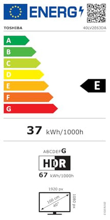 Toshiba 40-tolline televiisor/VIDAA nutiteler (Full HD, HDR, kolmekordne tuuner, Bluetooth, Dolby Audio) 40LV2E63DA