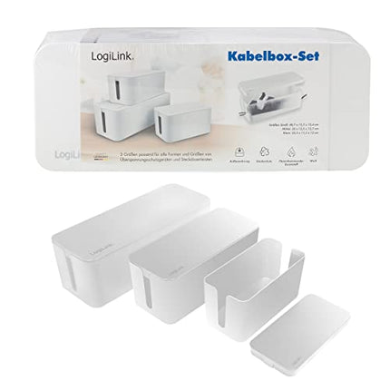 LogiLink KAB0078 - Kaablikarbi komplekt 3 karbiga 3 suuruses kaablipuntrate peitmiseks, valge