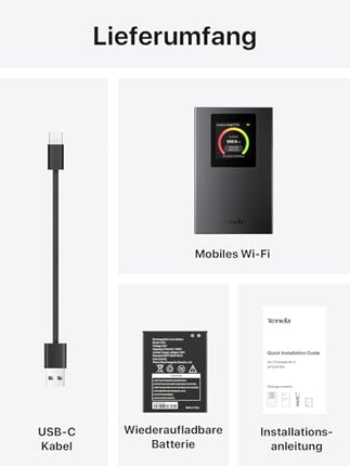 Tenda mobiilne WiFi ruuter LCD-ekraaniga, Wi-Fi 6 kaasaskantav leviala, 2100mAh aku, USB-C port, Plug &amp; Play, WPA3, 4G modem, MiFi, minisuuruses, ühildub lukustamata Nano SIM-kaartidega, MF6