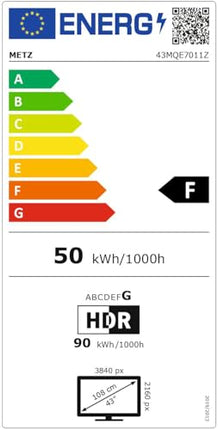 METZ Blue Roku TV, QLED 4K, nutiteler, 43 tolli, 109 cm, kolmekordse tuuneriga televiisor, WiFi, LAN, HDMI, USB, 43MQE7011