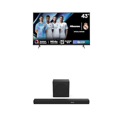 Hisense 43E7NQ 108 cm (43-tollise) teleri komplekt, 4K UHD, QLED, HDR10, HDR10+ dekodeerimine, HLG, Dolby Vision Atmos, 60Hz paneel, sujuv liikumine, Bluetooth HS3100