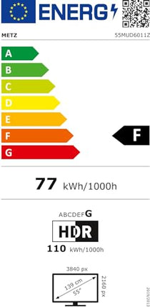 METZ Blue Roku TV, 4K UHD nutiteler, 55 tolli, 139 cm, kolmekordse tuuneriga teler, WiFi, LAN, HDMI, USB ja HDTV ühendusvõimalustega
