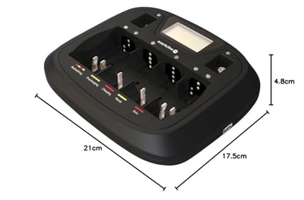 everActive laadija 8 AAA AA CD 9V patareile, universaalne ja kiire, täisautomaatne, LCD-ekraan aku laetuse protsendinäidikuga, mudel: NC-900U