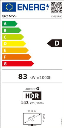 Sony BRAVIA 9 QLED (XR l Mini LED) 75-tolline 4K HDR Google'i nutiteler (2024) | Mängufunktsioonid, IMAX Enhanced, Dolby Vision Atmos, Chromecast, AirPlay, 120Hz K75R90 [energiaklass D]