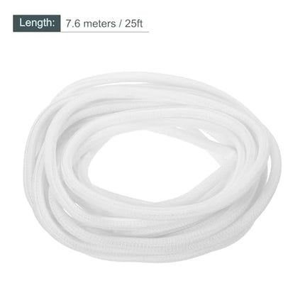 sourcing map Wire Braided Sleeving UL94-V2, Fire-Resistant PET Sleeve for Automotive, Home Cable Management, 6.5 m, White