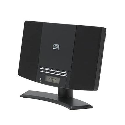 Denveri muusikakeskus (vertikaalne CD-mängija LCD-ekraaniga, AUX-sisend, seinakinnitus, äratuskell-raadio) must