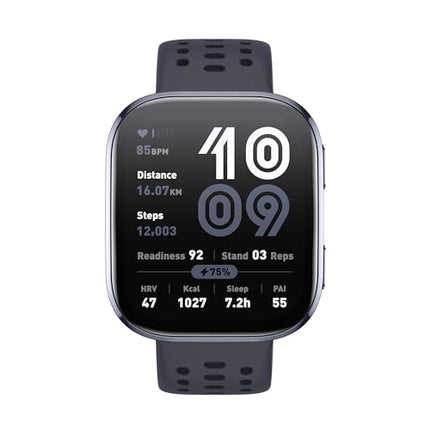 Amazfit Bip 6 nutikell 46mm, 14-päevane aku, 1,97" AMOLED, GPS ja tasuta kaardid, tehisintellekt, Bluetoothi ​​kõne- ja tekstisõnumite funktsioon, tervise- ja unejälgija, 140+ treeningrežiimi, 5 sularahaautomaati, must
