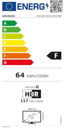 Grundig 50 VOE 84 Q 50-tolline (126 cm) QLED-teler, VPI 1800, Google TV, 4K UHD, Dolby Vision, HDR10+, filmipildi täiustamine, sisseehitatud Chromecast, Bluetooth, nutiteler, must