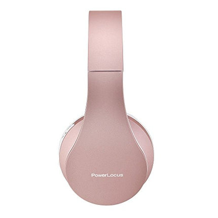 Bluetooth-kõrvaklapid, PowerLocus kõrvapealsed juhtmevabad Bluetooth-kõrvaklapid, kokkupandavad juhtmevabad kõrvapealsed kõrvaklapid, peakomplekt Aux-toega mikrofoniga, käed-vabad-funktsiooniga iPhone'ile, Androidile, arvutile (roosikuldne)