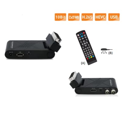Mini digitaalne maapealne SCART DVB-T2 180° USB HDMI Full HD H265 HEVC kaugjuhtimispult 2-ühes