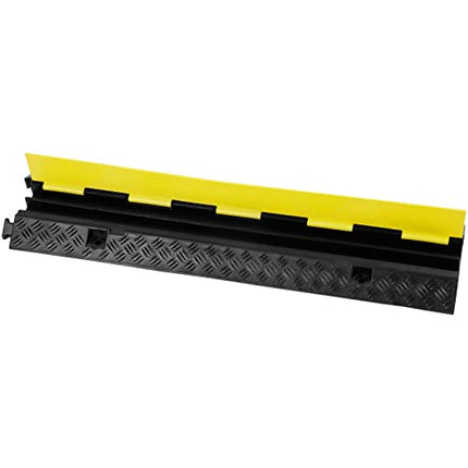 VEVOR 3x 2-Channel Cable Bridge 98x24x4.5cm Overrun Protection Rubber &amp; PVC Hose Bridge Max. Load Capacity 5443kg per Axle Channel Size 3x3cm Access Ramp Ideal for Parking Lots Warehouses Construction Sites