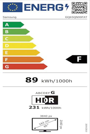 Samsung Neo QLED 4K QN90F 65-tolline (163 cm) mini-LED-teler, UHD-teler, NQ4 AI Gen3 protsessor, peegeldusvaba, Neo Quantum HDR+, 4K Upscaling Pro, Dolby Atmos, Knox Security, Samsung Vision AI nutiteler (2025)