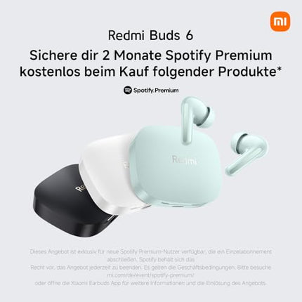 Xiaomi Redmi Buds 6, Bluetooth-kõrvaklapid, kahe draiveriga disain, aktiivne mürasummutus, kahekordne mikrofon integreeritud tehisintellektiga, pikk aku tööiga kuni 42 tundi, puutetundlik juhtimine, must