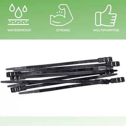 Boltza® Durable Double Locking Cable Ties, 9.0 mm x 260 mm, Black, 100 Pack