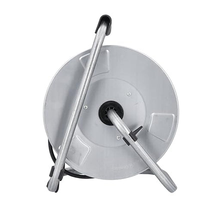 as - Schwabe metallkaablirull, 25 m H05RR-F 3G1.5 kaabel 230V / 16A, 3 punase maandatud pistikupesaga, sh hingedega kaane ja termilise kaitselülitiga, IP44, valmistatud Saksamaal, hõbedane, 10317