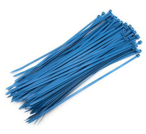Boltza® Metal Detectable Cable Ties – Light Blue, Various Sizes – 100 Pieces – Food-Safe, HACCP Compliant (300 x 4.8 mm)