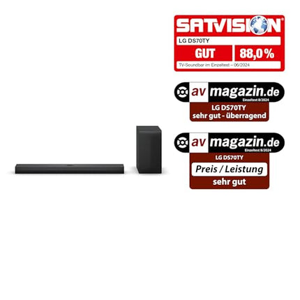 LG DS70TY 3.1.1 Dolby Atmos heliriba (400W) juhtmevaba subwooferiga (eARC, HDMI, optiline, Bluetooth) [2024], must