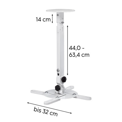 Hama projektori laekinnitus, kõrgusega reguleeritav, 360° pööratav, kallutatav (projektori kinnitus lagedele ja kaldpindadele, universaalne kuni 15 kg kaaluvatele projektoritele, ideaalne kodukino jaoks) valge