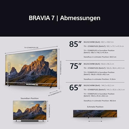 Sony BRAVIA 7 QLED (XR l Mini LED) 75-tolline 4K HDR Google'i nutiteler (2024) | Mängufunktsioonid, IMAX, Dolby Vision Atmos, Chromecast, AirPlay, 120Hz 75XR70