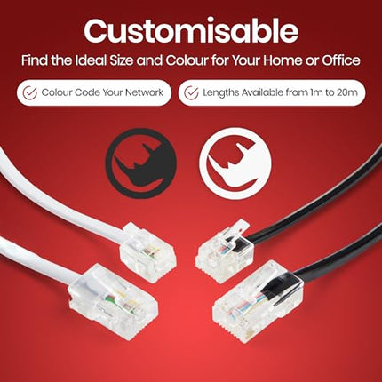Rhinocables võrgukaabel RJ11 kuni RJ45 Etherneti modemi andmesidetelefoni kaabel