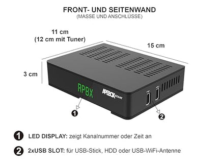 APEBOX S2X 4K, UHD satelliitvastuvõtja FTA (DVB-S2X - ARD ja ZDF kanalid, SD väljalülitus), (HD väljund, AV väljund, Ethernet, 2x USB 2.0, IR sisend) suurepärane kaugjuhtimispult ja eelinstallitud saksa kanalite loend