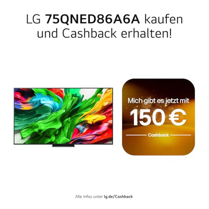 LG 75QNED86A6A 75-tolline (190 cm) 4K QNED evo tehisintellektiga teler (α8 Gen2 4K tehisintellektiga protsessor, webOS 25, 120 Hz (VRR kuni 144 Hz)) [mudeliaasta 2025]