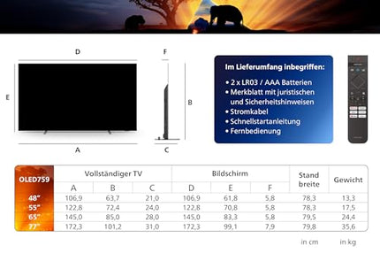 Philips Ambilight 65OLED759 4K OLED nutiteler - 65-tolline ekraan P5 AI Perfect Picture Ultra HD, Titan OS, Dolby Vision ja Dolby Atmosega, töötab Alexa ja Google Voice Assistantiga