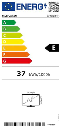 Telefunken 40-tolline televiisor XF40N750M Full HD televiisor 102 cm ekraani diagonaaliga ja integreeritud kolmekordse tuuneriga, LED-teler must
