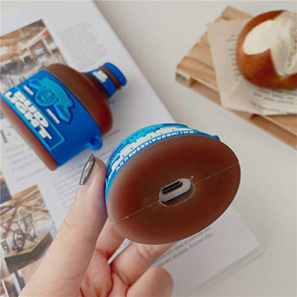 YIGEYI silikoonümbris, mis ühildub Airpods 1 ja 2 kõrvaklappidega, naljakas armas 3D-koomiksiümbris [veiniõlle seeria] (Bud Light)