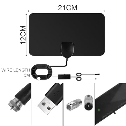 AXFEE HDTV antenn, siseantenn Freeview TV jaoks, digitaaltelevisiooni antenn signaalivõimendiga, antenni signaalivõimendi kõigile tavapärastele ja HD-teleritele, toetab 4K 1080P HD VHF UHF-i, 10 jala pikkune kaabel