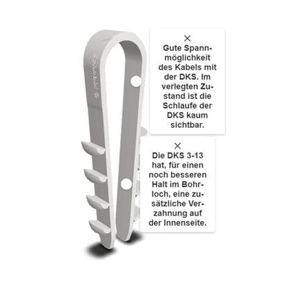 Tüübliklamber DKS 3-13 helehall, kaablisidemed, kaablihoidik (200 tk pakis), aasttüübel, pistik-aas, pistikklambrid, tüübliklamber, kaablikinnitus