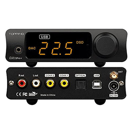 Fanmusic Topping DX3 Pro+ ES9038Q2M Bluetooth 5.0 LDAC helidekooder DSD512 DAC võimendi NFCA kõrvaklappide võimendi eelvõimendi hõbedane