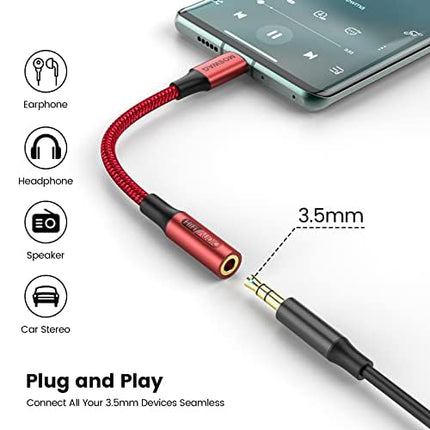 MOSWAG USB Type C to 3.5mm Headphone Jack Adapter, Audio USB C to Aux Dongle Cable for iPhone 16 Pro Max/16 Pro/16 Plus/16/15 Pro/15, Samsung Galaxy S24 S23 S22 S21 S20, Huawei, Pixel, iPad and more