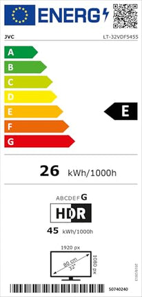 JVC TV 32 inch Smart TV VIDAA LT-32VDF5455 Full HD TV, HDR TV with integrated triple tuner, LED TV black