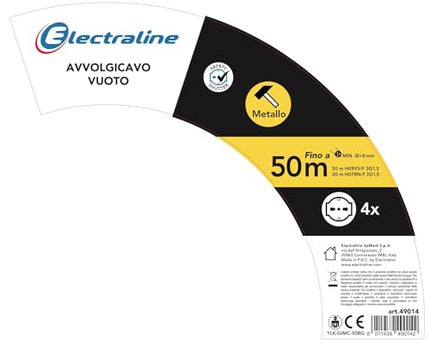 Electraline 49014 kaablirull, roostevabast terasest kaablita kaablirull, 4 Itaalia pistikupesaga 10/16 A + Schuko, läbimõõt 290 mm professionaalseks kasutamiseks.