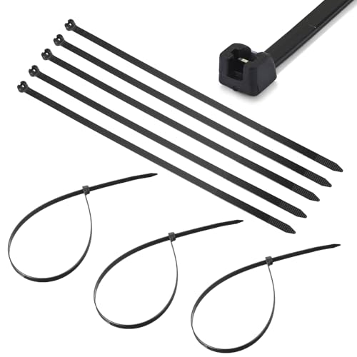 TERF® metallhammastega kaablisidemed, 370 mm x 4,8 mm, vastupidavad nailonist kaablisidemed, turvaline isesulguv mehhanism, plastkaablisidemed koju, kontorisse, aeda, töökotta, lattu, isetegemiseks