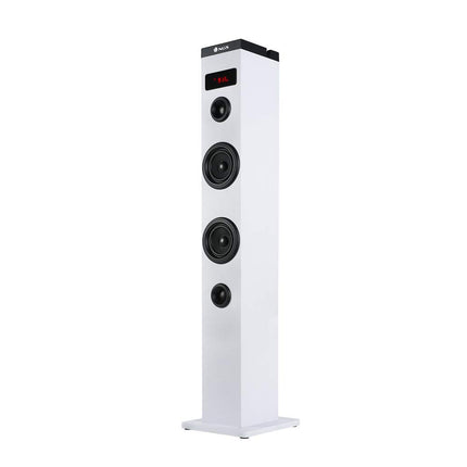 NGS Sky Charm White - 50W Bluetooth Sound Tower with Remote Control, Optical Input, USB, FM Radio and AUX IN (White)