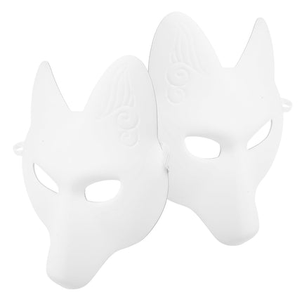 BESTONZON 2pcs Fox Mask for Adults Unpainted Animal Mask for DIY Craft Projects Halloween Masquerade Party Accessories Blank Masks for Decorating and Designing