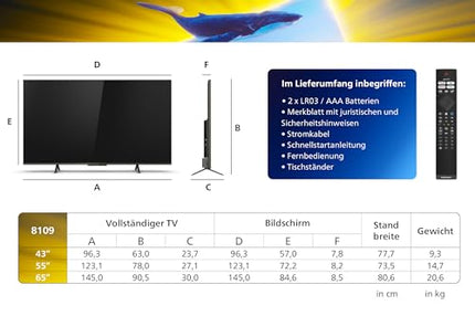 Philips Ambilight 65PUS8109 4K LED nutiteler - 65-tolline ekraan pikslitäpse Ultra HD-ga, Titan OS platvormi ja Dolby Atmosega, töötab Alexa ja Google Assistantiga - satiinkroom