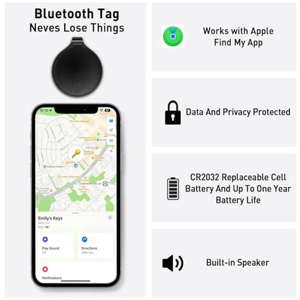 ayuopu nutikas Bluetooth-õhu jälgimissilt, esemete leidja võtmeleidja, mis ühildub Apple Find Myga (ainult iOS), vahetatav aku, pagas, kohvrid, rahakotid, kotid, jälgimine üle maailma, 2 tk must