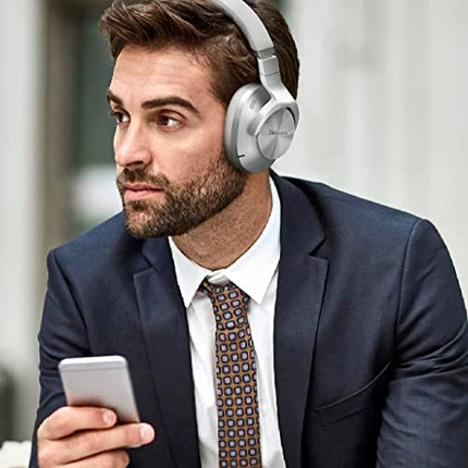 Technics EAH-A800E-S Bluetooth headphones, over-ear with noise cancelling and microphone, easy connection, foldable, silver