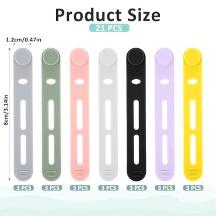 Reusable Silicone Cable Ties, Adjustable Wire Organizer, Bundle Straps for Devices and Charging Cables, 21 Pack