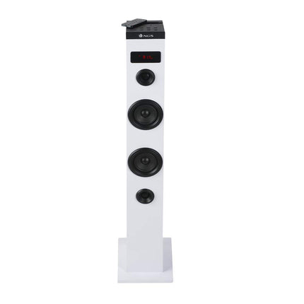 NGS Sky Charm White - 50W Bluetooth Sound Tower with Remote Control, Optical Input, USB, FM Radio and AUX IN (White)