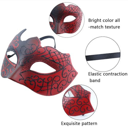 GZqiancangi 6 Veneetsia maski pakk, vintage Veneetsia mask elastse köiega Halloweeniks/jõuludeks, karnevaliks, maskeraadiks, kostüümimaskiks, cosplayks