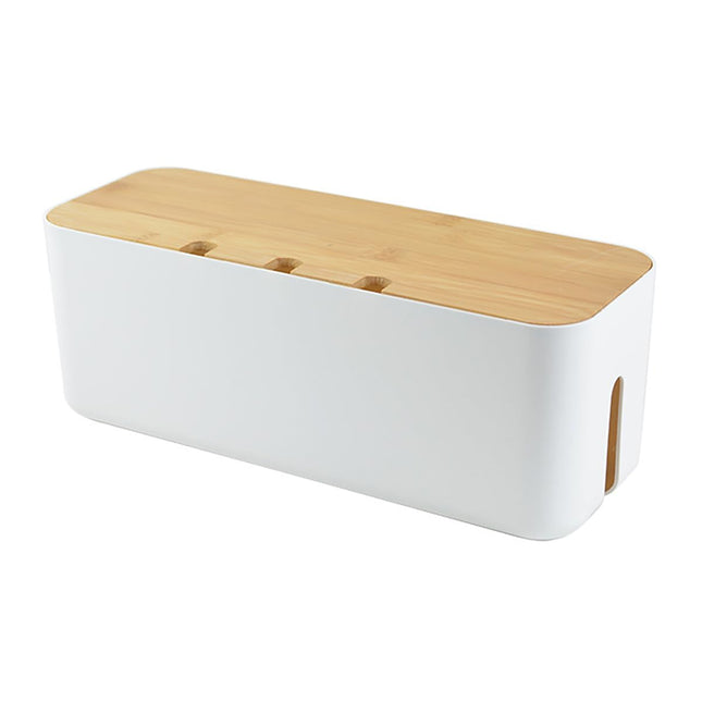 Kaabli hoiukarp, kaabli hoiukarp, elektrijuhtmete korraldaja ventilatsiooniavaga lauale, telerile, arvutile, USB-jaoturile, pikendusjuhele, puidust kaas, 36 x 13,5 x 13 cm