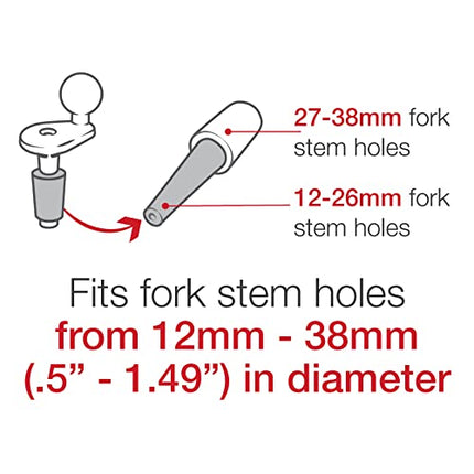 Ram Mount RAM-B-342U Aluminum Motorcycle Fork Stem Ball Base, Size B, Black