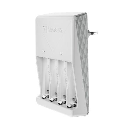VARTA akulaadija, sh 4x AA 2100mAh, akulaadija laetavatele akudele, laeb korraga 2 või 4 AA/AAA akut, pistikupesast laadija, valge